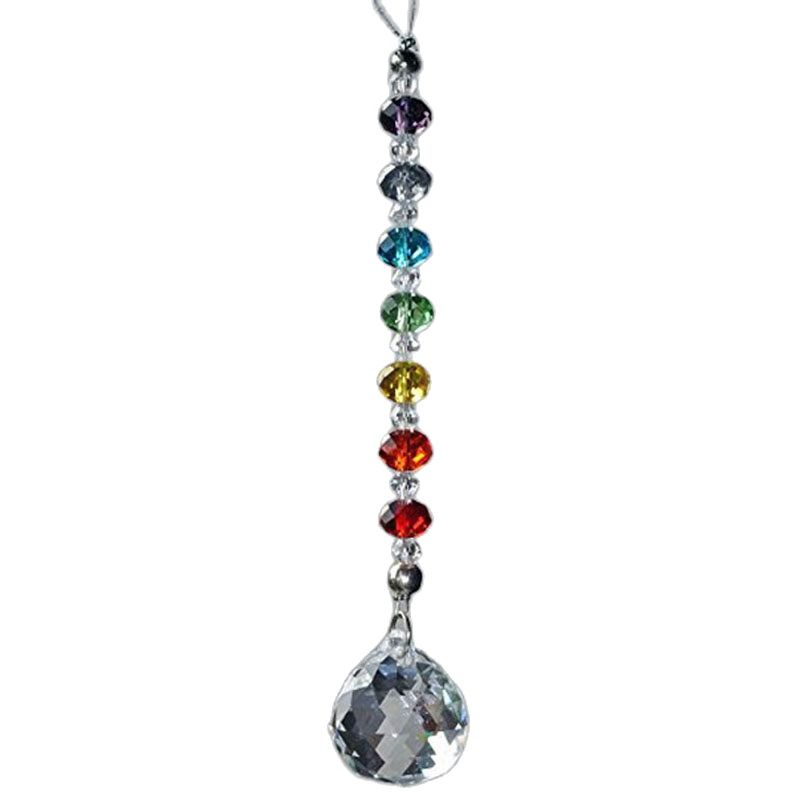 Crystal Ball Decor - 1 buah liontin manik-manik Rondelle warna