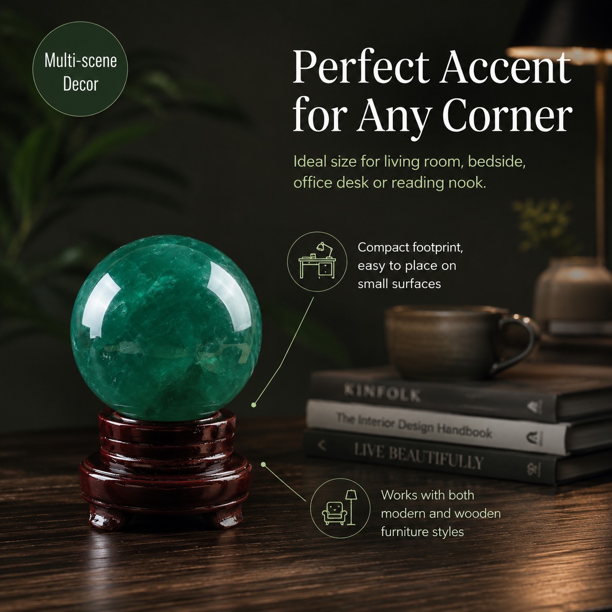 1 bola kristal fluorit alami y - Crystal Ball Decor ulasan dan harga
