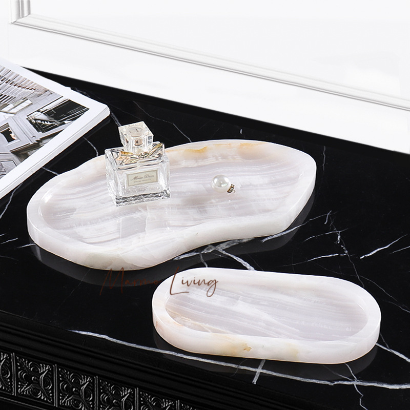 Nampan Marmer Onyx Putih Alami - Scented Candle Luxury ulasan dan harga